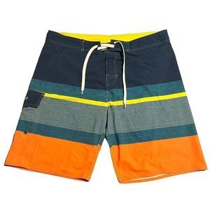 Nonwe Board Shorts Swim Trunks Lined Striped Cargo Men Size 36